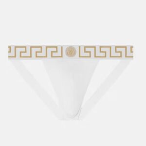 NWT VERSACE MEN’S GRECA BORDER WHITE JOCKSTRAP SIZE/6